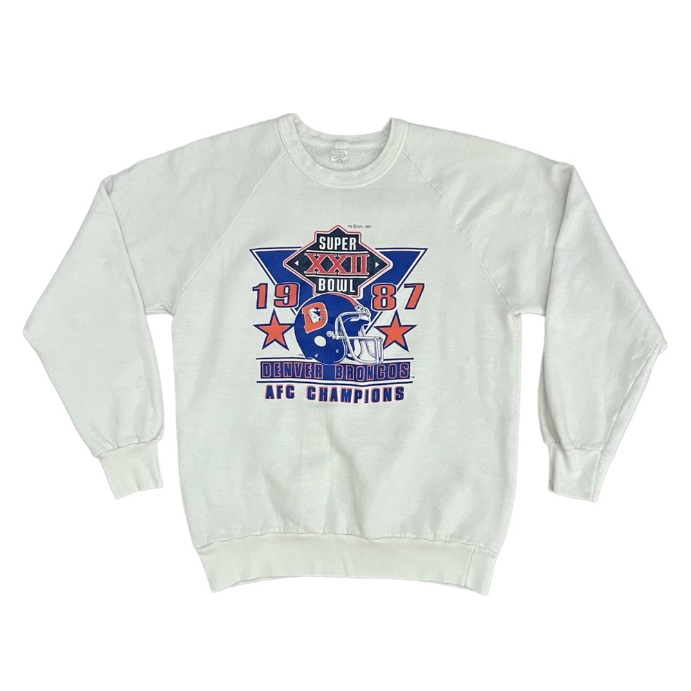 1987 Super bowl XXII Denver Broncos Crew Neck